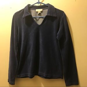 Express Navy Velour LS